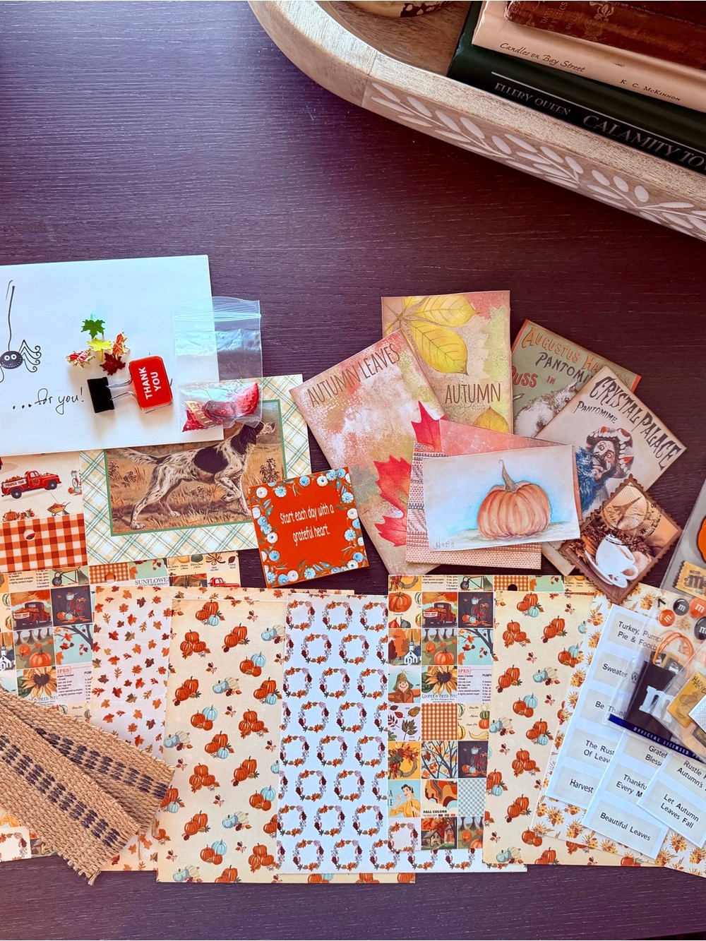 Autumn Fall Papercraft Stash Lot Scrapbook Junk Journal Supplies